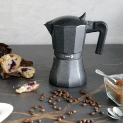 Cafetera Italiana Aluminio 9 Tazas Café, Junta Silicona, Vitrocerámica, Gas, Eléctrica Fagor 81cffgati09 Negro