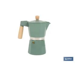 Cafetera Italiana De Inducción Verde 6 Tazas
