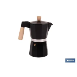 Cafetera Italiana De Inducción Negra 6 Tazas