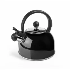 Cafetera silbante negra de acero inoxidable Ibili