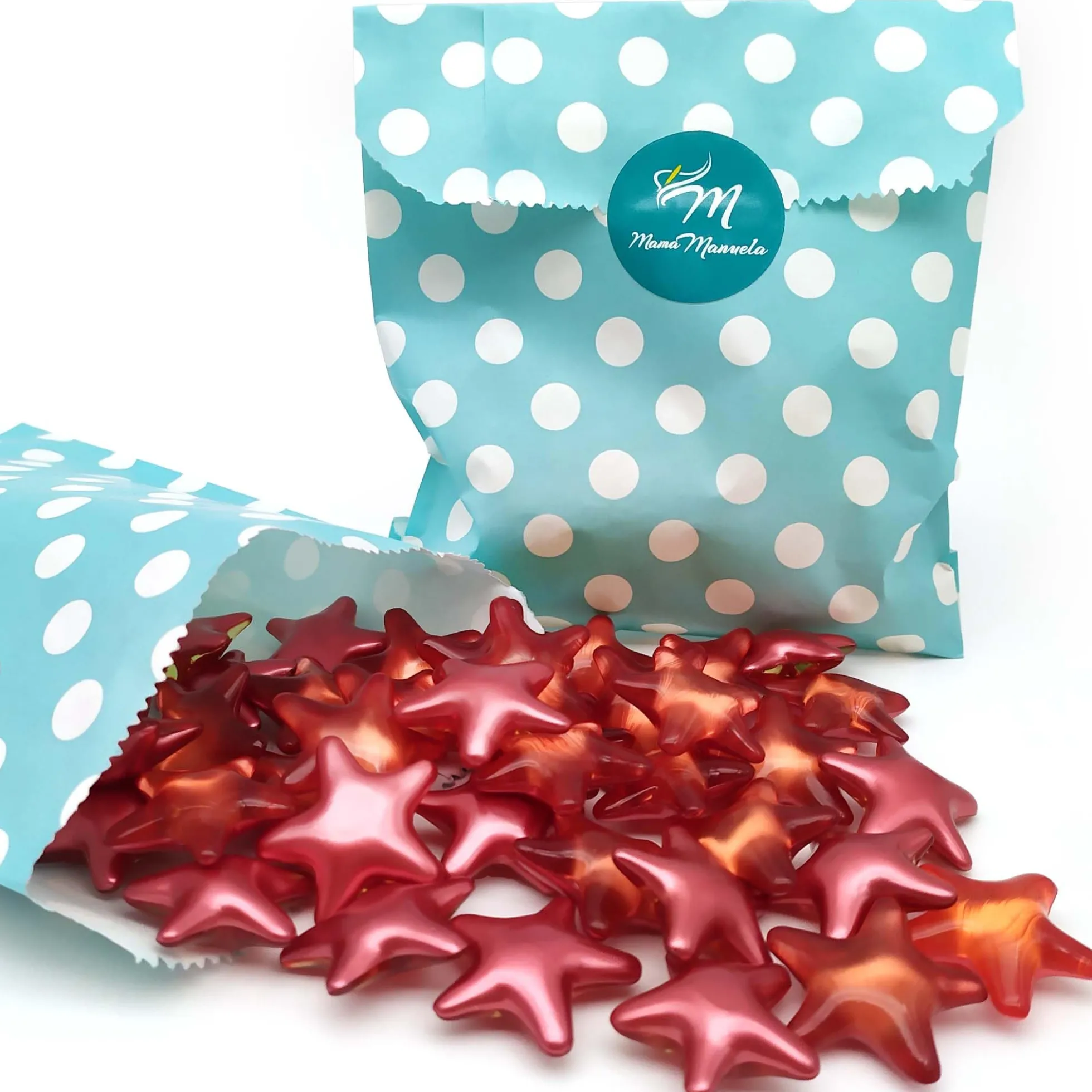 Caja 70 Perlas De Baño Con Aroma A Fresa - Con Aceite De Soja - Hidrata, Suaviza Y Perfuma La Piel - Forma Estrella