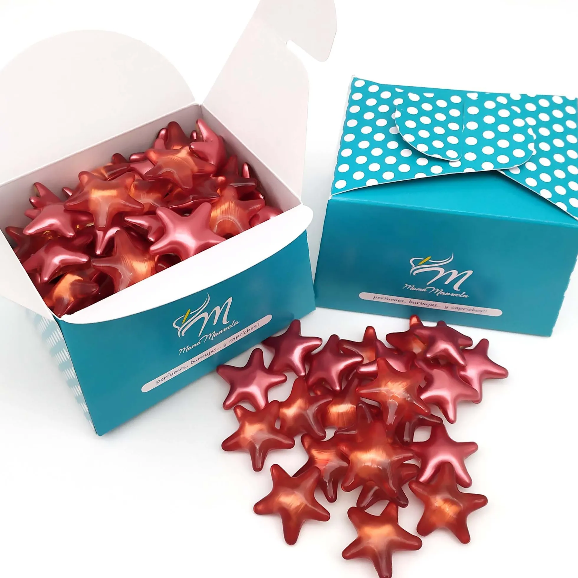 Caja 70 Perlas De Baño Con Aroma A Fresa - Con Aceite De Soja - Hidrata, Suaviza Y Perfuma La Piel - Forma Estrella