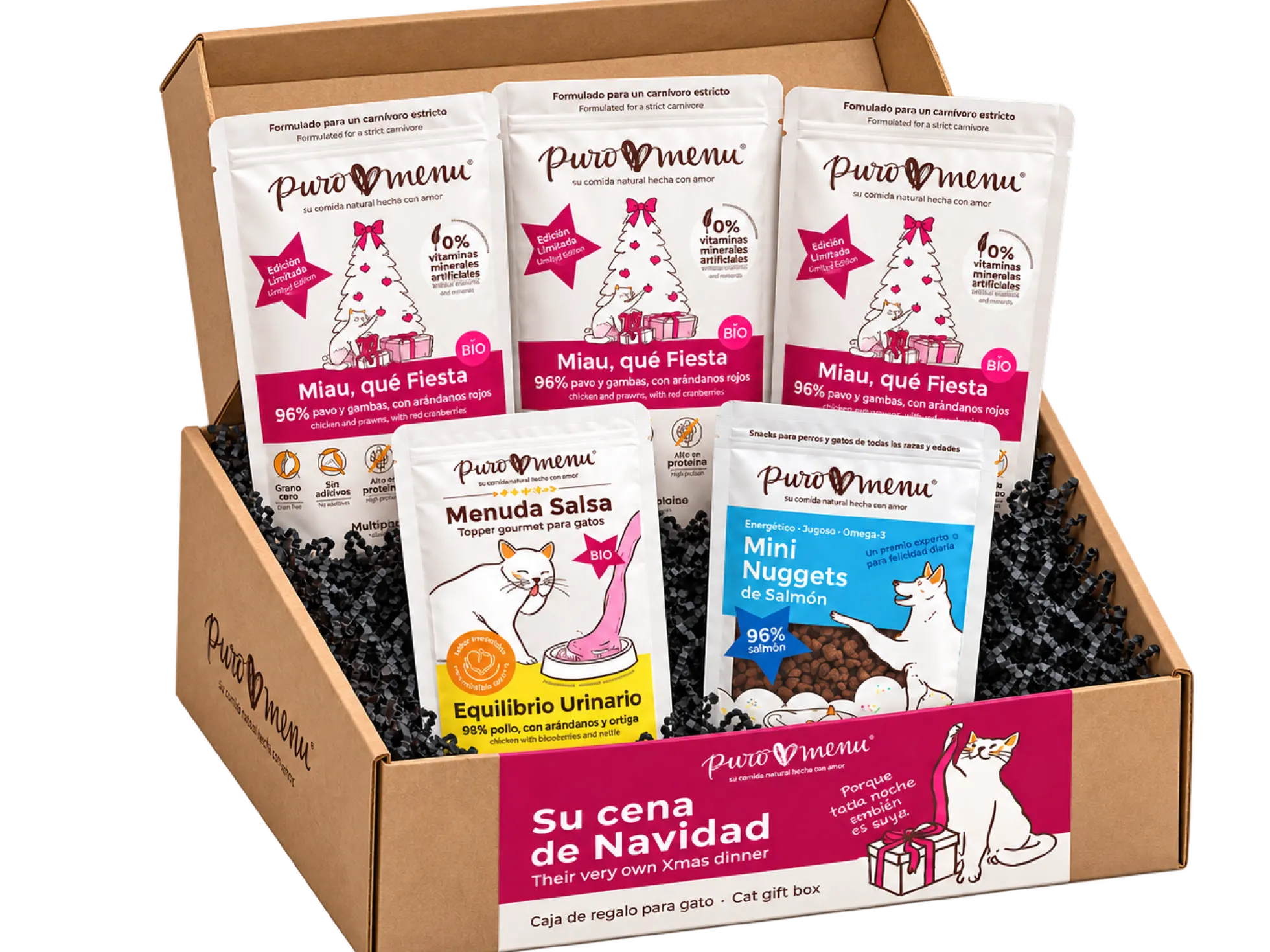 Caja Regalo Completa Gato Navidad Puromenu
