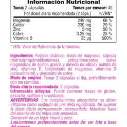 Calcio Magnesio Y Zinc - 90 Cápsulas Vegetales - Minerales - Smart Supplements