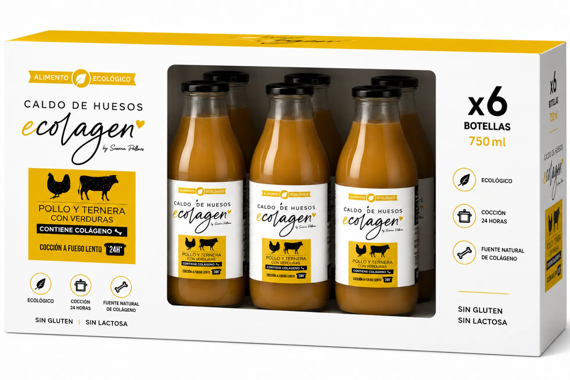 Caldo Huesos de Pollo y Ternera con verduras ecológico Ecolagen 1L