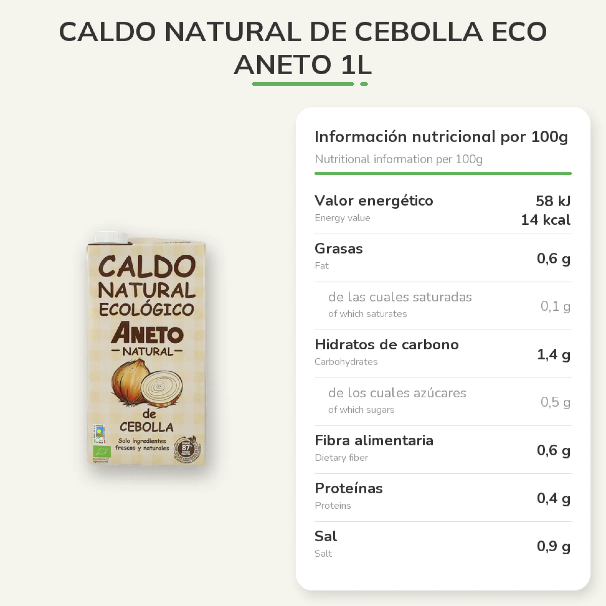 Caldo natural de cebolla ECO Aneto 1L