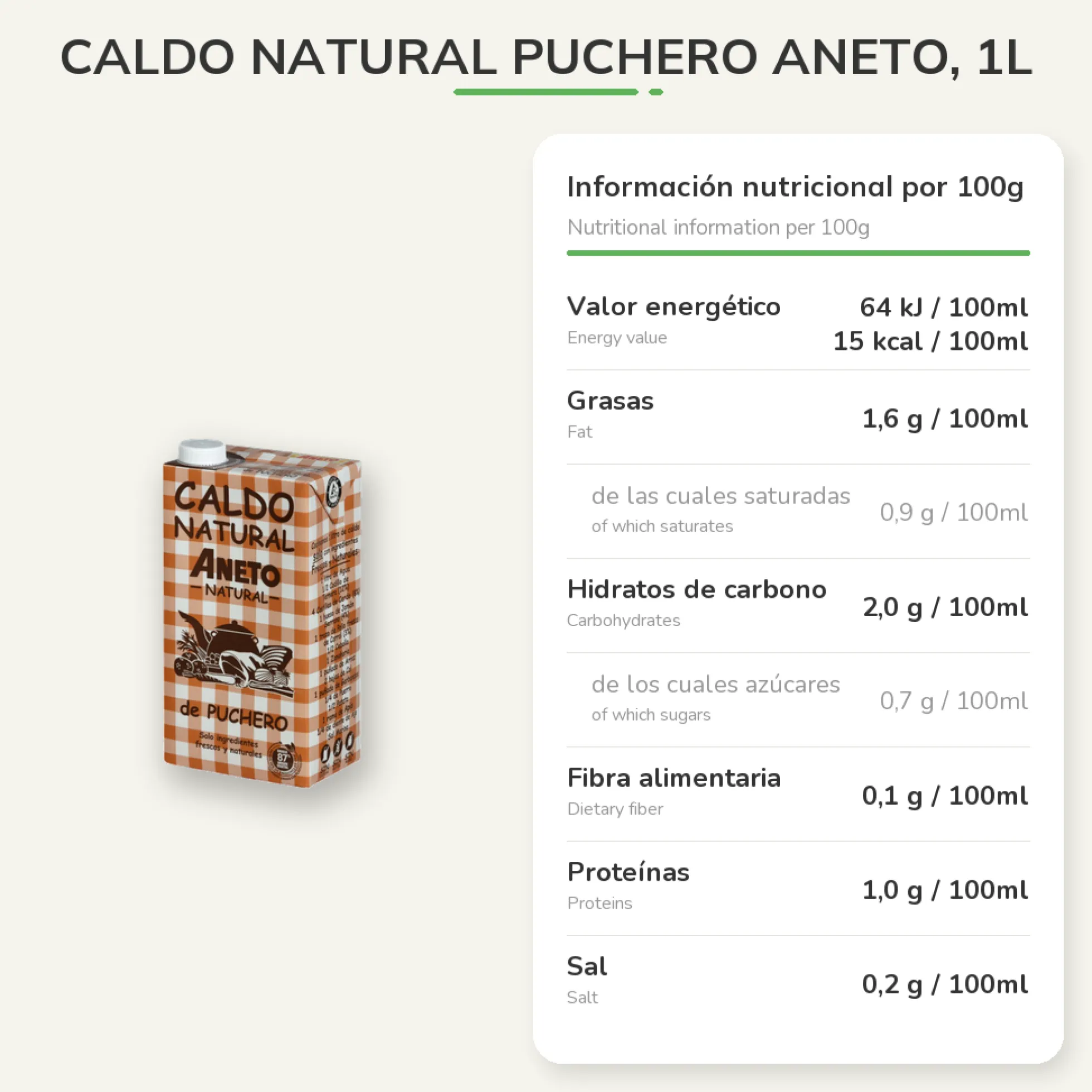 Caldo Natural Puchero Aneto, 1L