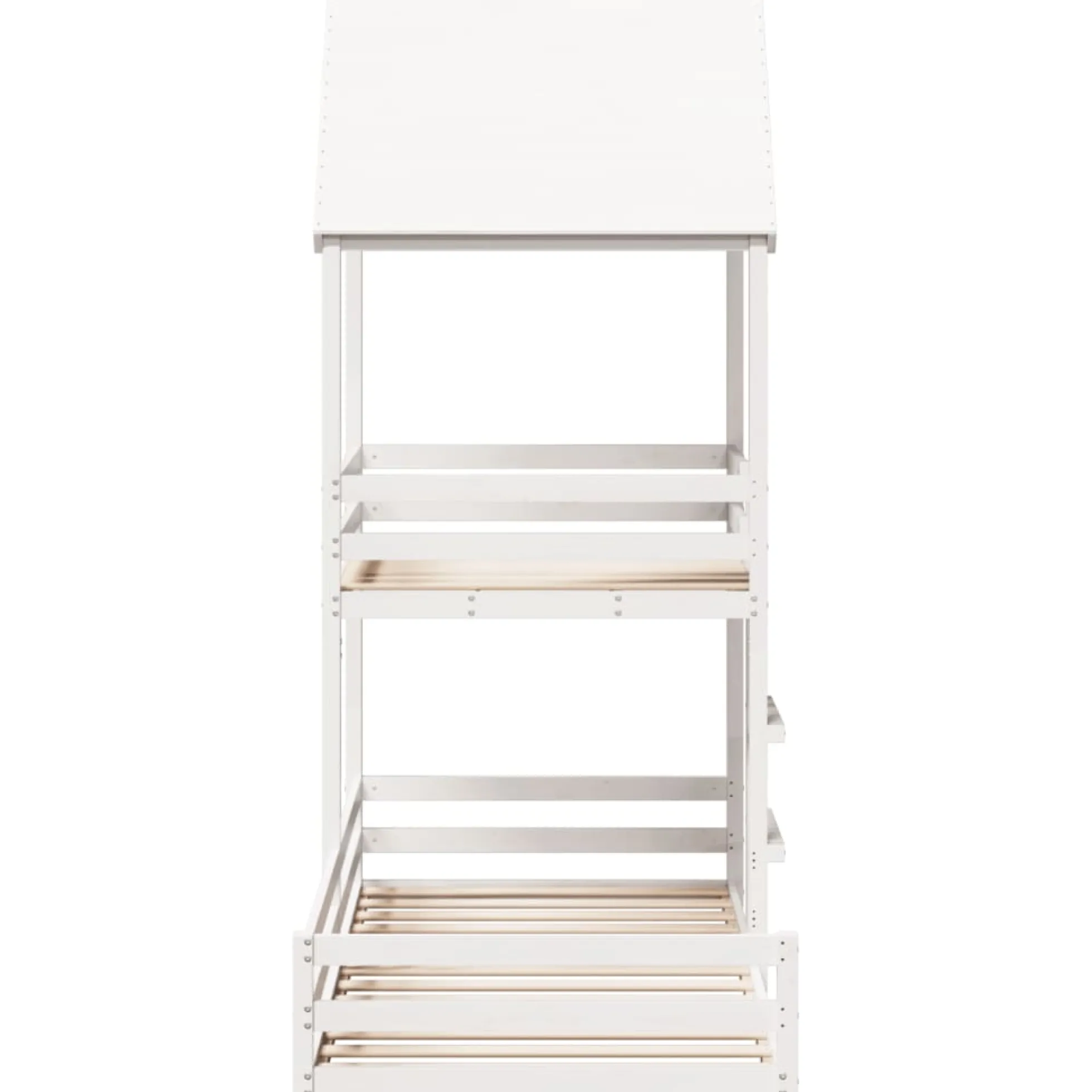 Cama Con Techo Madera Maciza De Pino Blanco 90x200 Cm