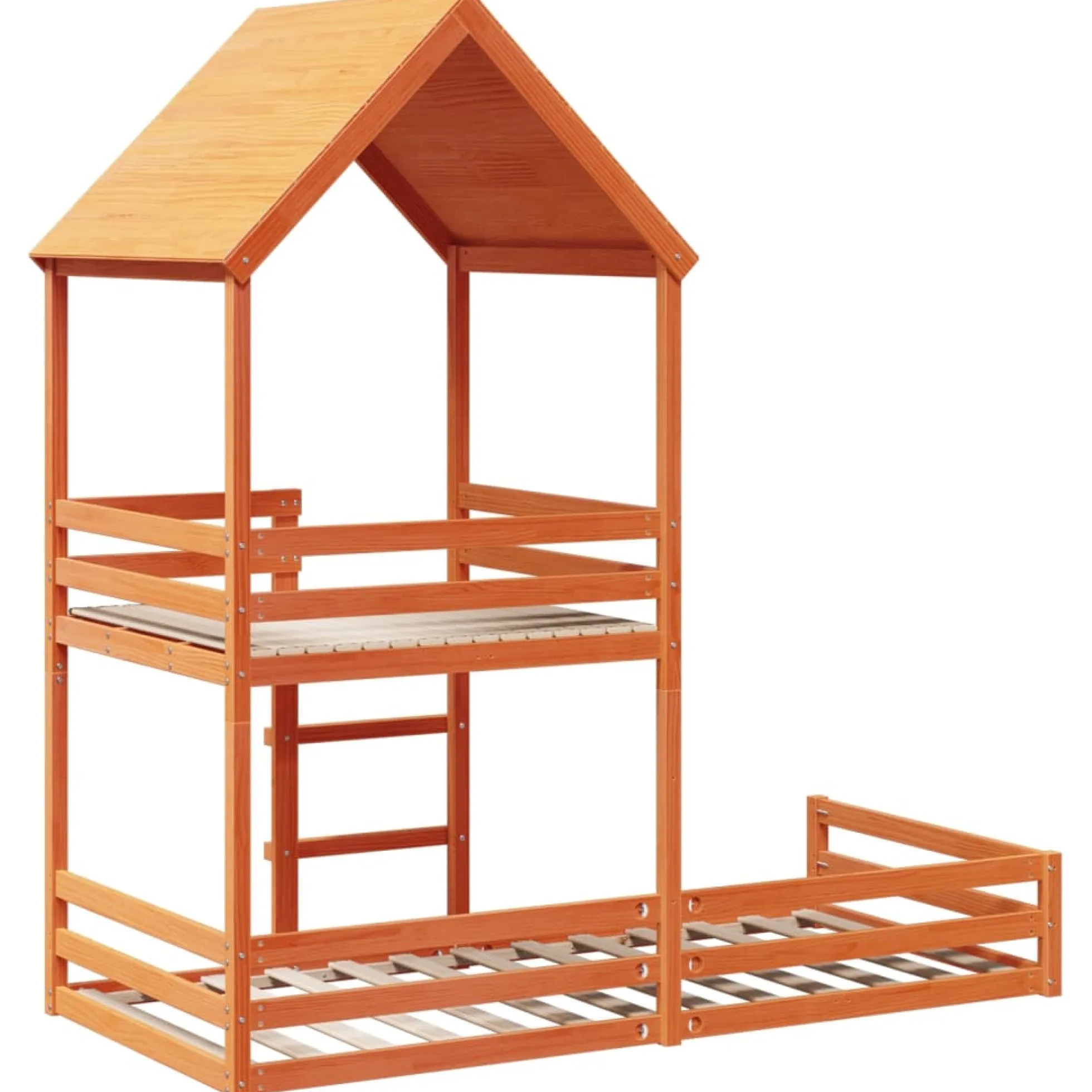 Cama Con Techo Madera Maciza Pino Marrón 80x200 Cm