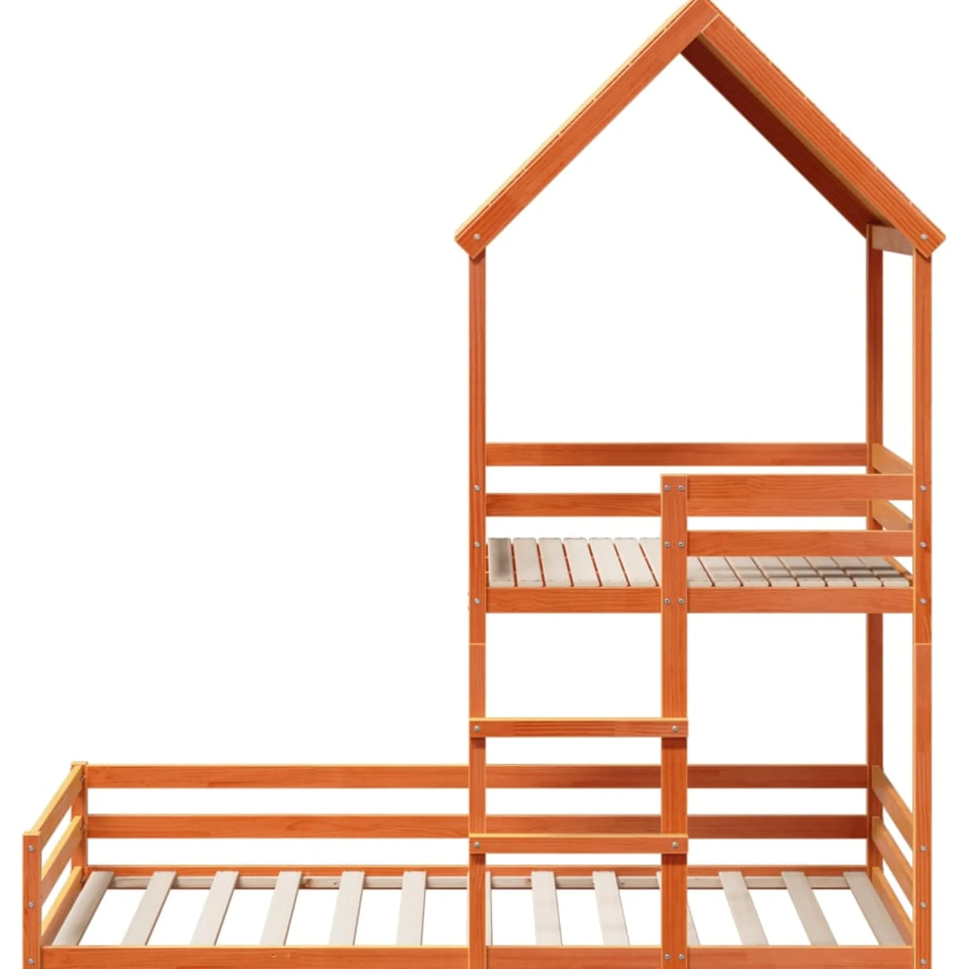 Cama Con Techo Madera Maciza Pino Marrón 80x200 Cm