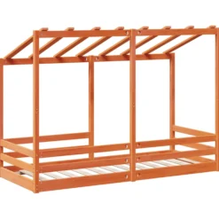Cama Infantil Con Techo Madera Maciza Pino Marrón 90x190 Cm