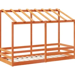 Cama Infantil Con Techo Madera Maciza Pino Marrón 90x190 Cm