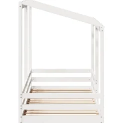 Cama Infantil Con Techo Madera Maciza Pino Blanca 90x200 Cm