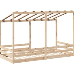 Cama Infantil Con Techo Madera Maciza Pino 90x200 Cm