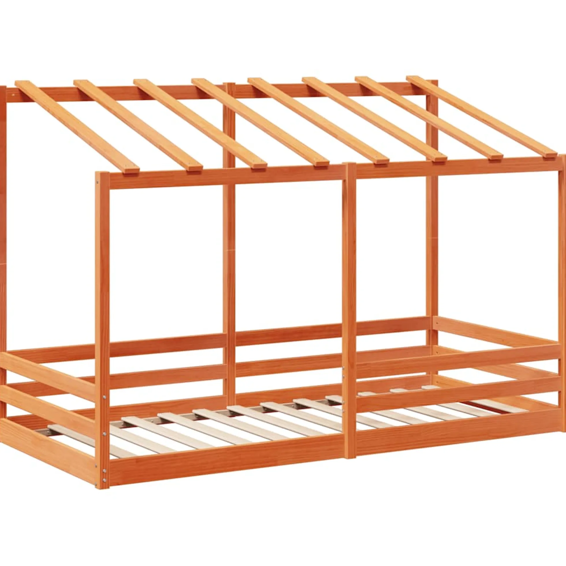 Cama Infantil Con Techo Madera Maciza Pino Marrón 80x200 Cm
