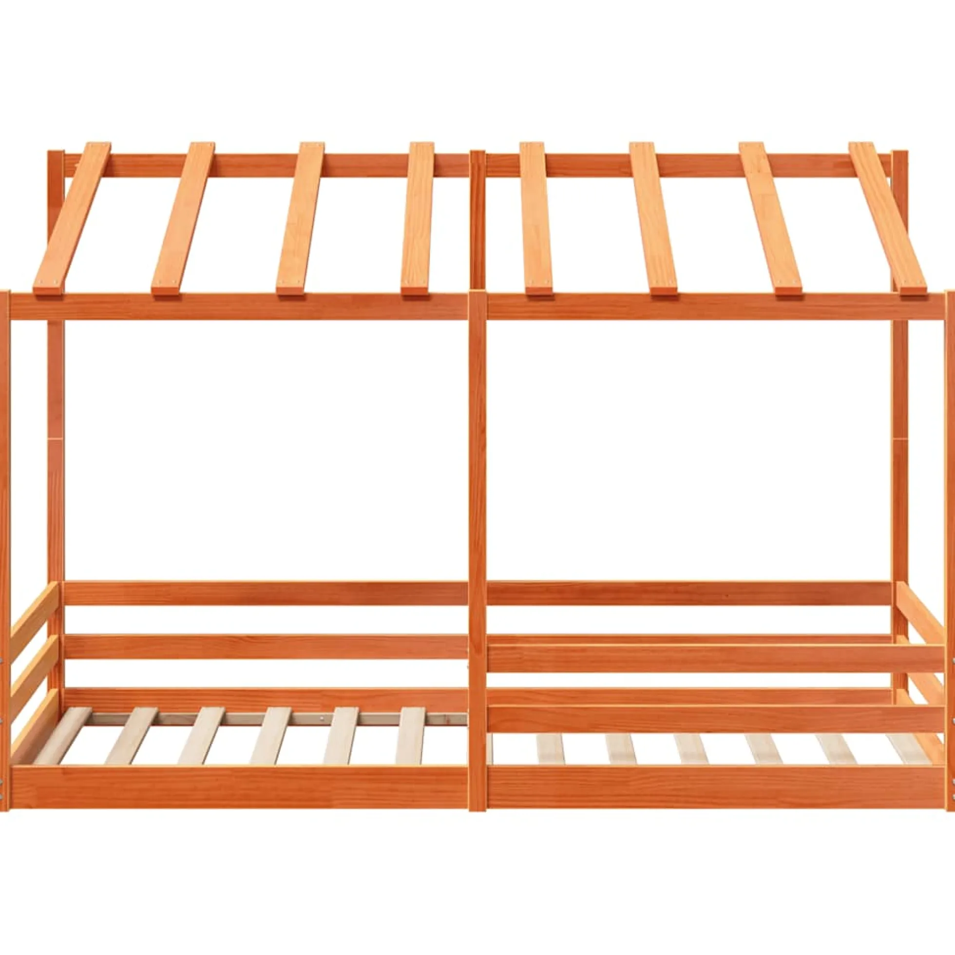 Cama Infantil Con Techo Madera Maciza Pino Marrón 80x200 Cm