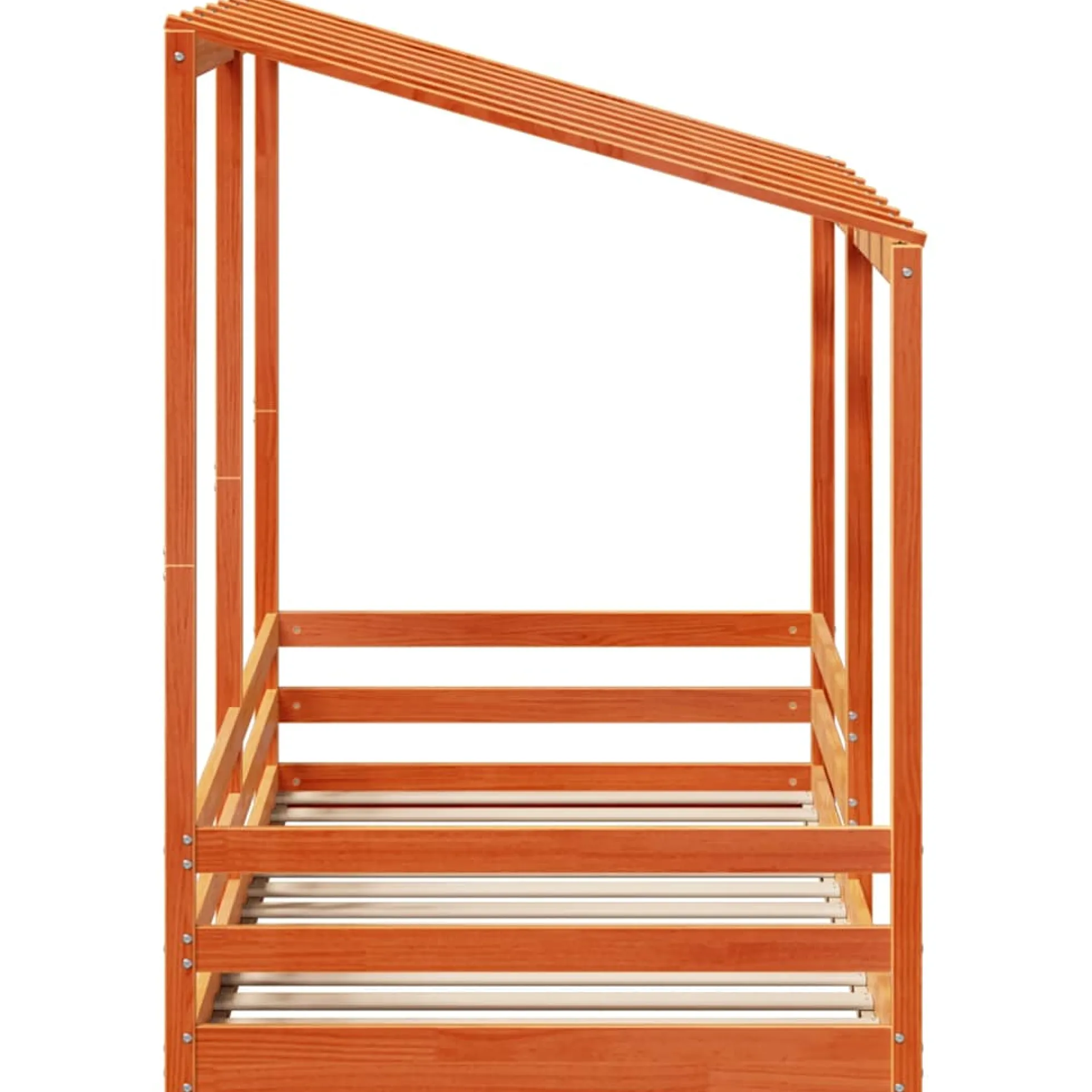 Cama Infantil Con Techo Madera Maciza Pino Marrón 80x200 Cm