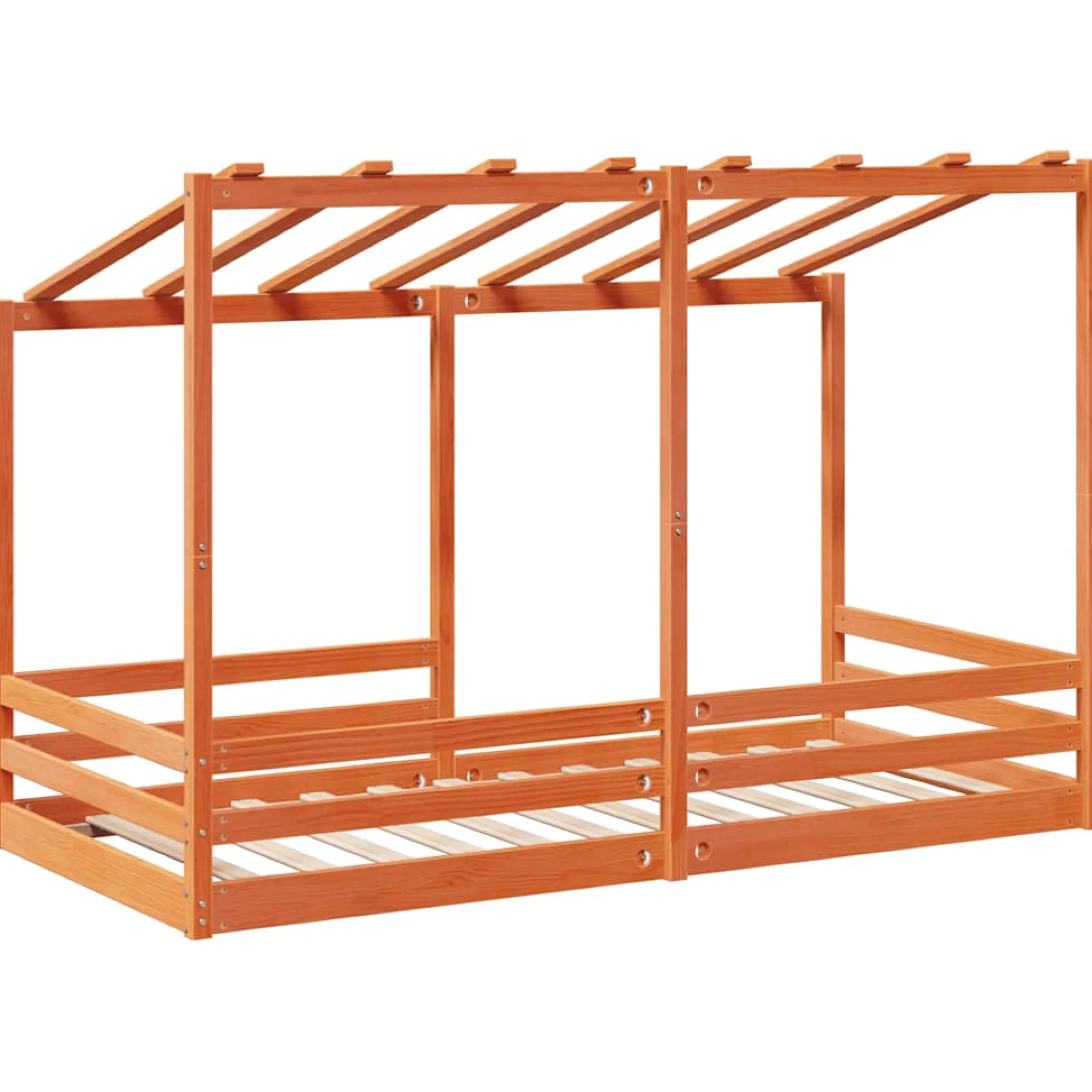 Cama Infantil Con Techo Madera Maciza Pino Marrón 80x200 Cm
