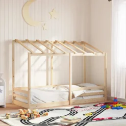 Cama Infantil Con Techo Madera Maciza Pino 90x190 Cm