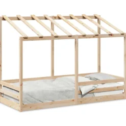 Cama Infantil Con Techo Madera Maciza Pino 90x190 Cm