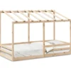 Cama Infantil Con Techo Madera Maciza Pino 100x200 Cm