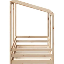 Cama Infantil Con Techo Madera Maciza Pino 100x200 Cm