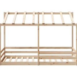 Cama Infantil Con Techo Madera Maciza Pino 100x200 Cm