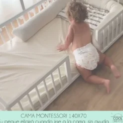 Cama Infantil Tipi Apache 140x70cm Para Niños A Partir De Los 2 Años. Cama Montessori De Madera De Haya Y Color Blanco