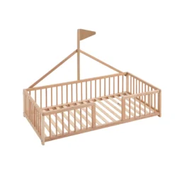 Cama Montessori Apache 140×70 Cm De Madera De Haya Con Colchón Sanitario Ternum, Color Natural