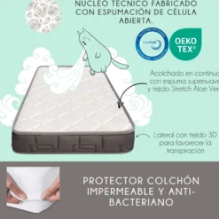 Cama Montessori Apache 140×70 Cm, Madera De Haya Con Colchón Morfeo Y Funda Impermeable, Color Blanco