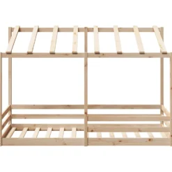 Cama Para Niños Con Techo Madera Maciza De Pino 80x200 Cm