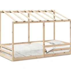 Cama Para Niños Con Techo Madera Maciza De Pino 80x200 Cm
