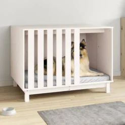 Cama Para Perros Madera Maciza De Pino Blanco 100x70x72 Cm