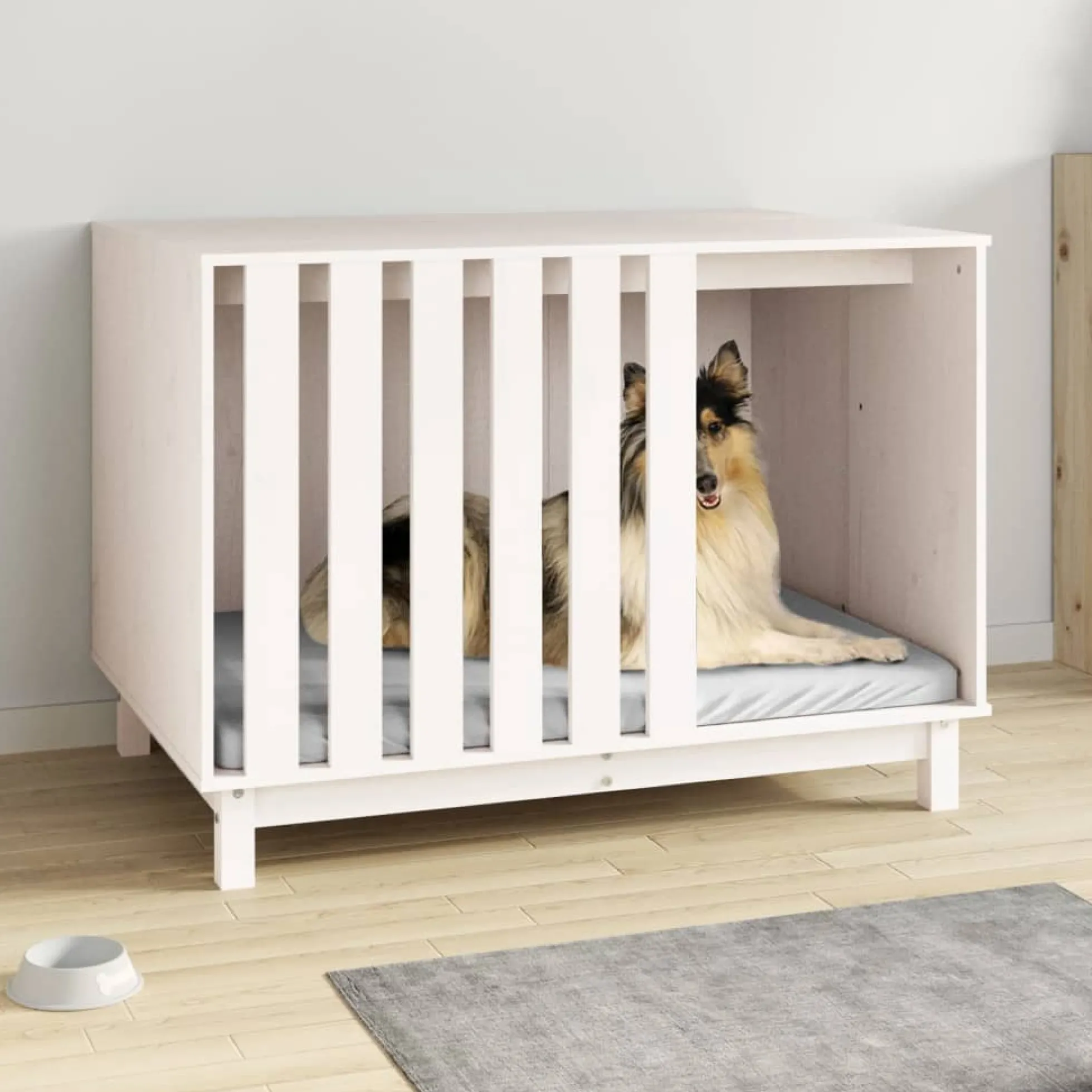 Cama Para Perros Madera Maciza De Pino Blanco 100x70x72 Cm