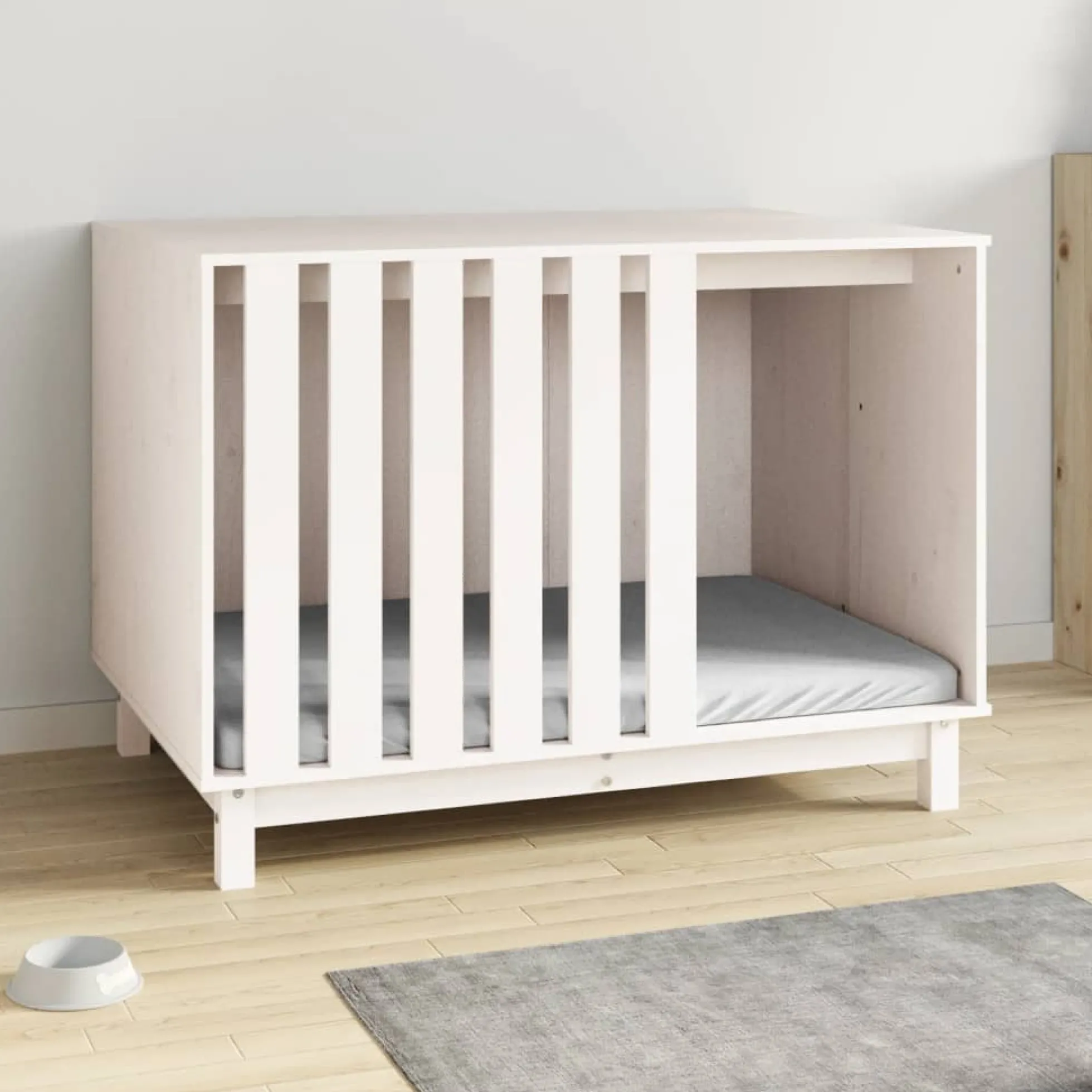 Cama Para Perros Madera Maciza De Pino Blanco 100x70x72 Cm