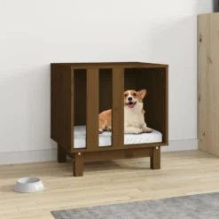 Cama Para Perros Madera Maciza Pino Marrón Miel 50x40x52 Cm
