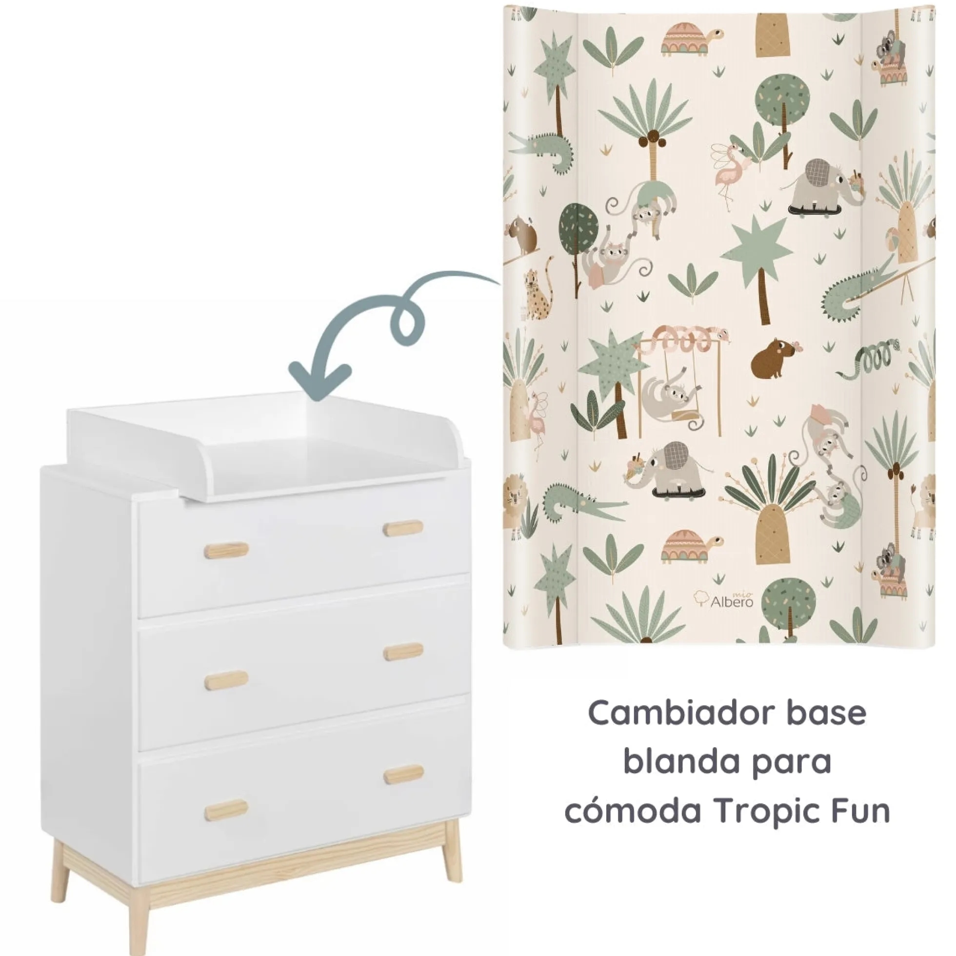 Cambiador Base Blanda Para Cómoda 70x47 Cm Tropic Fun