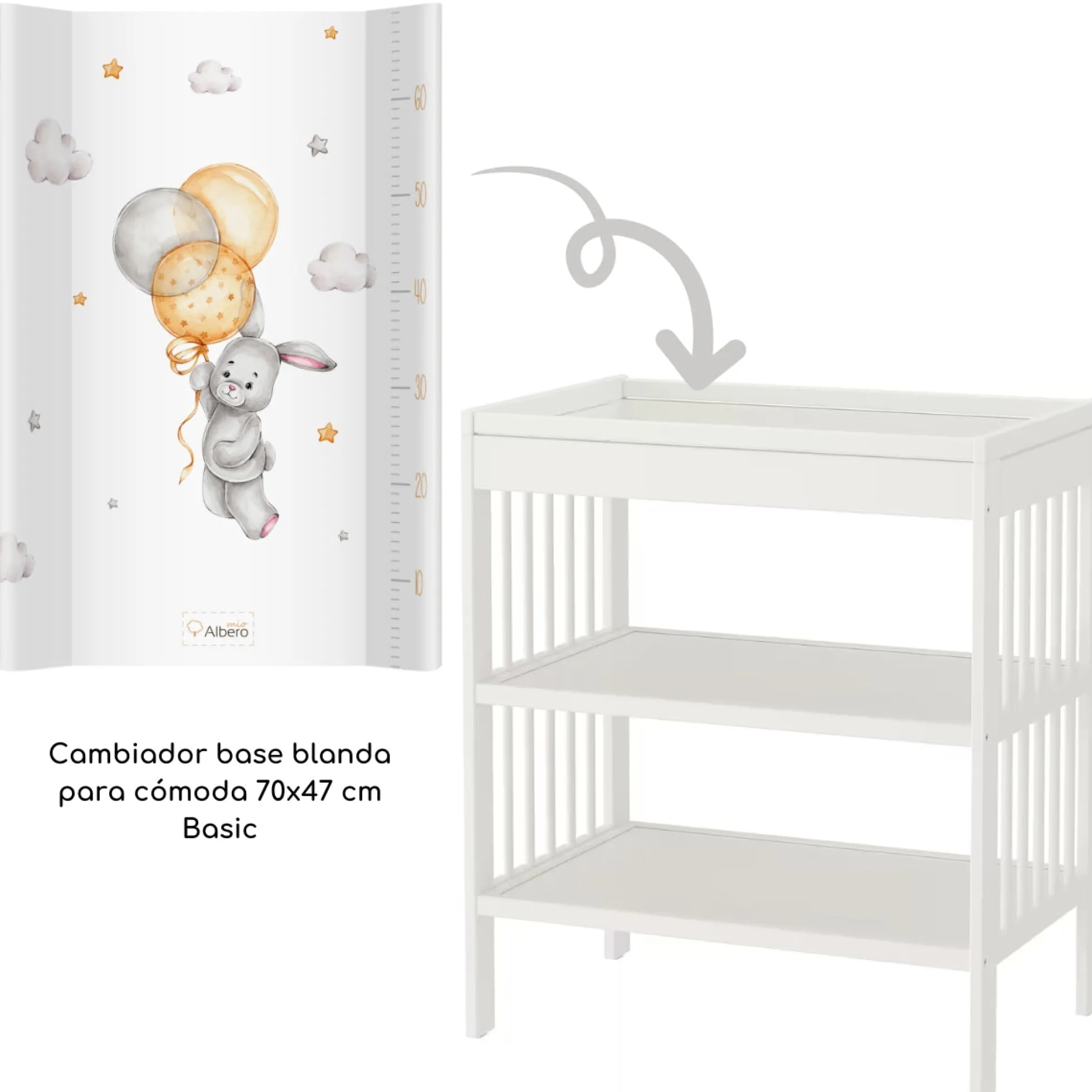 Cambiador Base Blanda Para Cómoda 70x47 Bunny