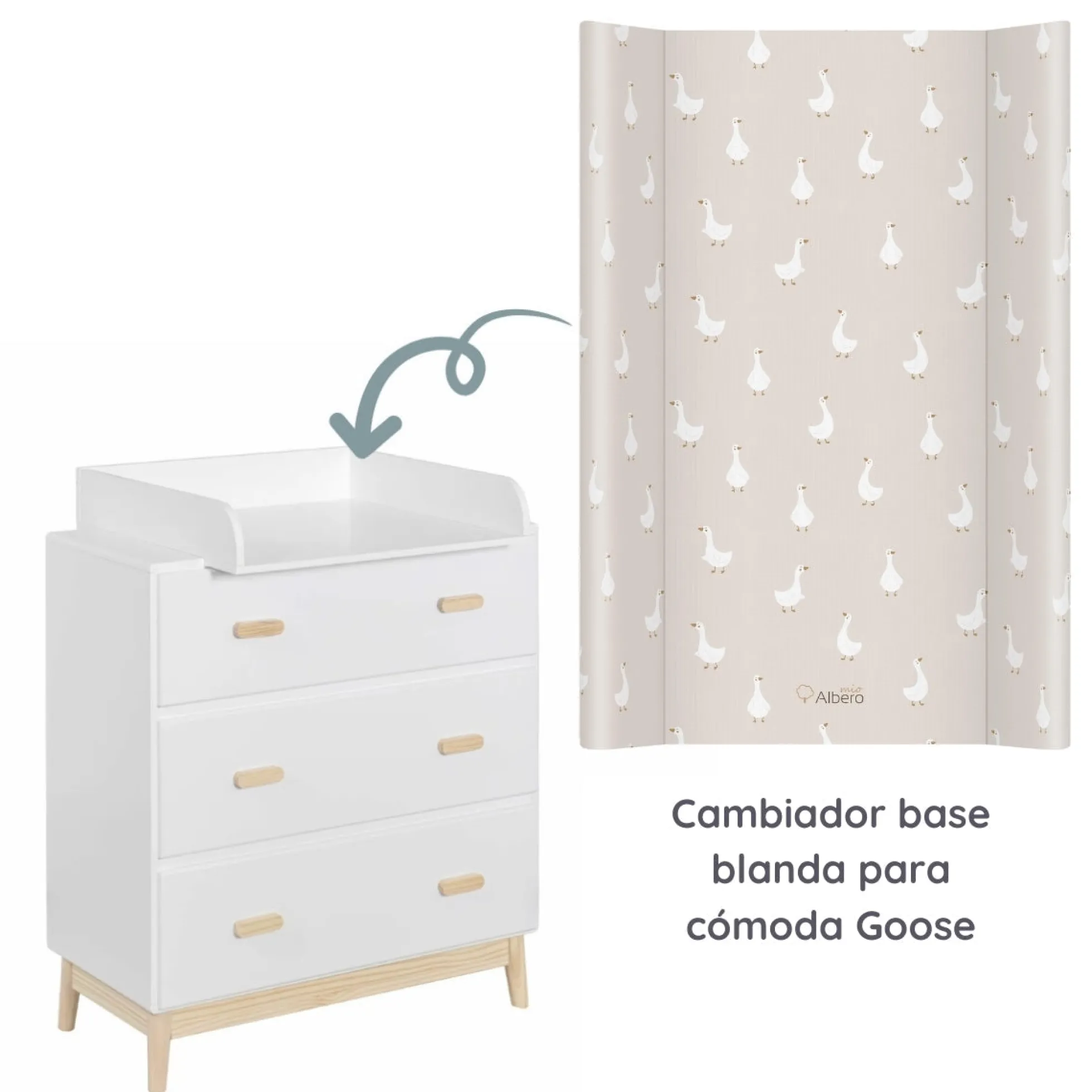 Cambiador Base Blanda Para Cómoda 70x47 Cm Goose
