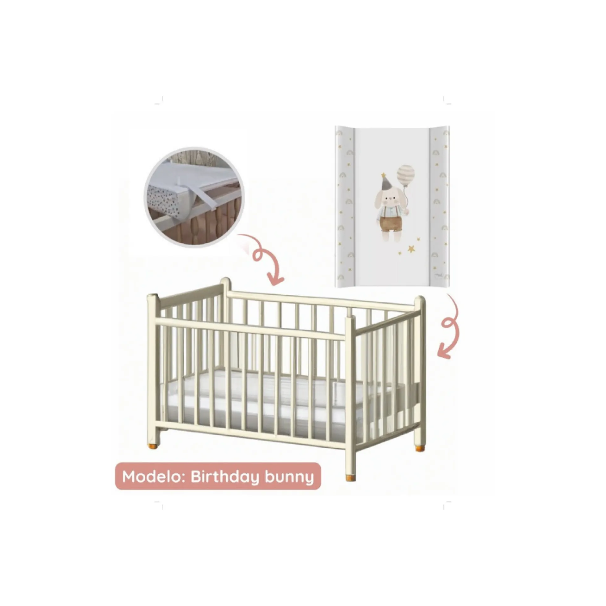 Cambiador Base Rígida Para Cuna Ultra Light Birthday Bunny