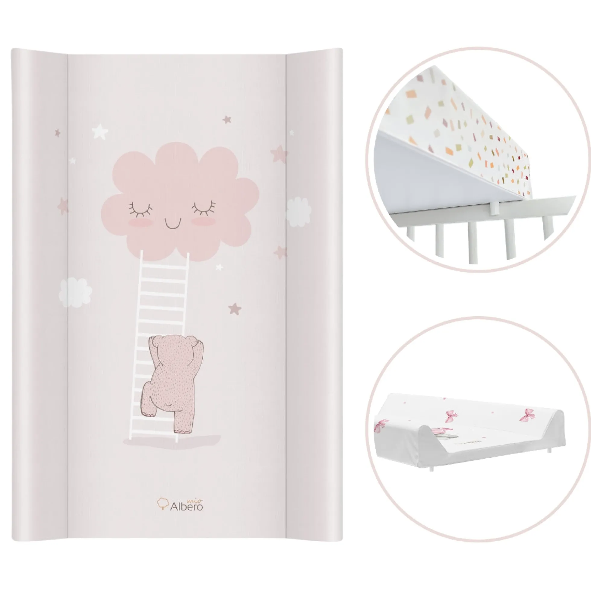Cambiador Base Rígida Para Cuna 70x47 Nubes Rosa