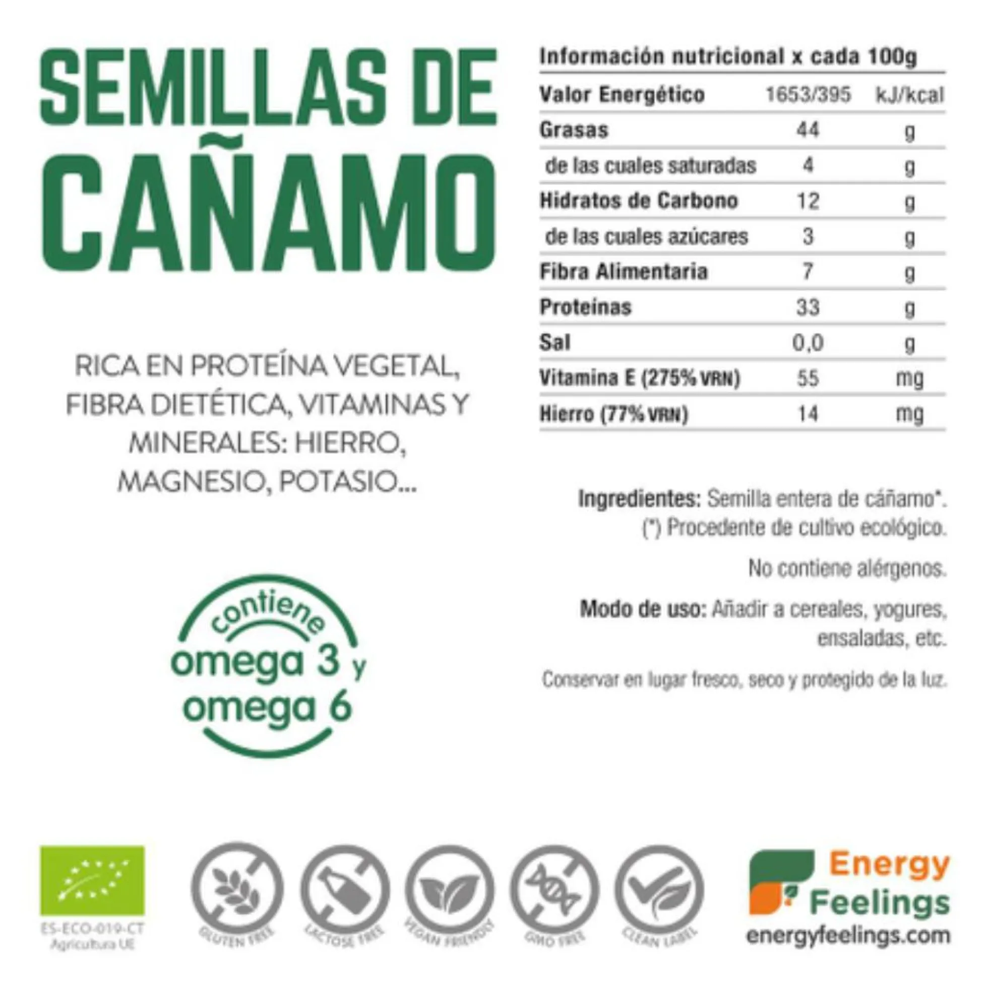Cáñamo ECO semilla Doypack 200 g