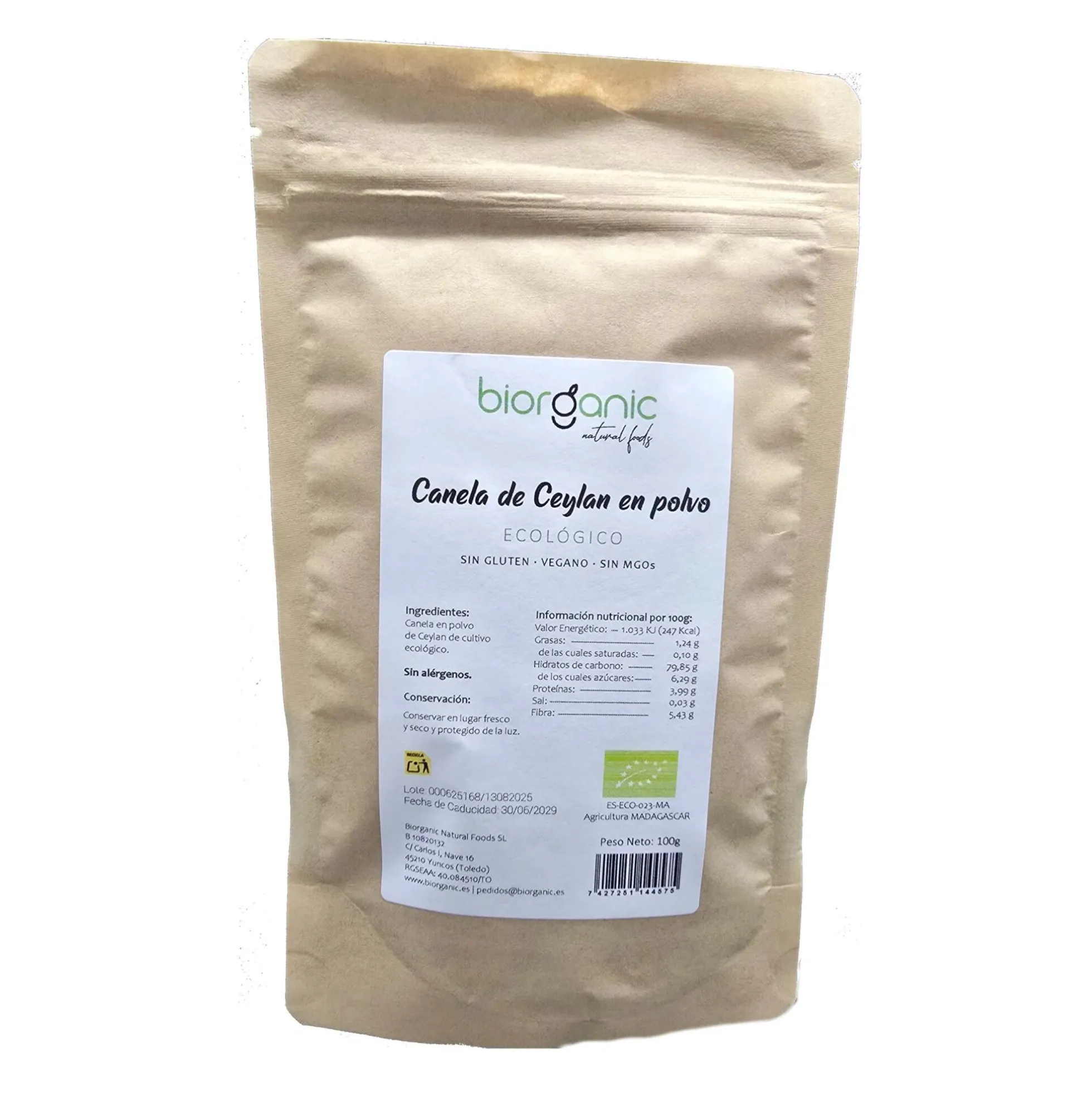 Canela De Ceylan En Polvo Bio, 100g – Sin Gluten