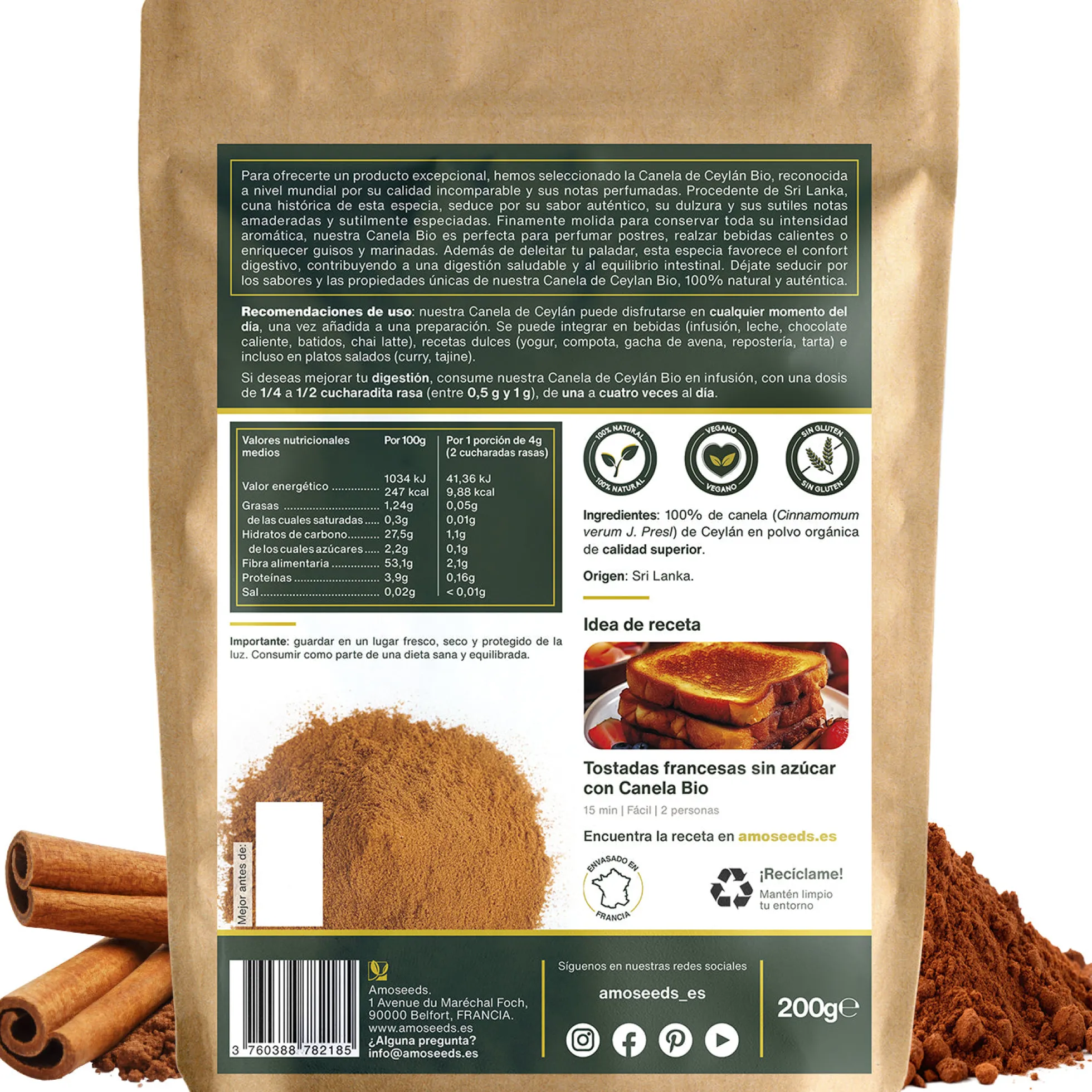 Canela De Ceylán Bio 200g