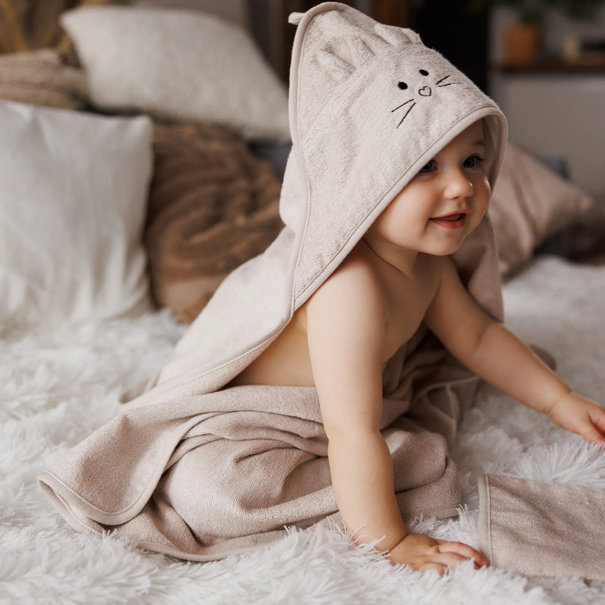 Capa De Baño Bamboo Xl Para Bebés Conejito Beige