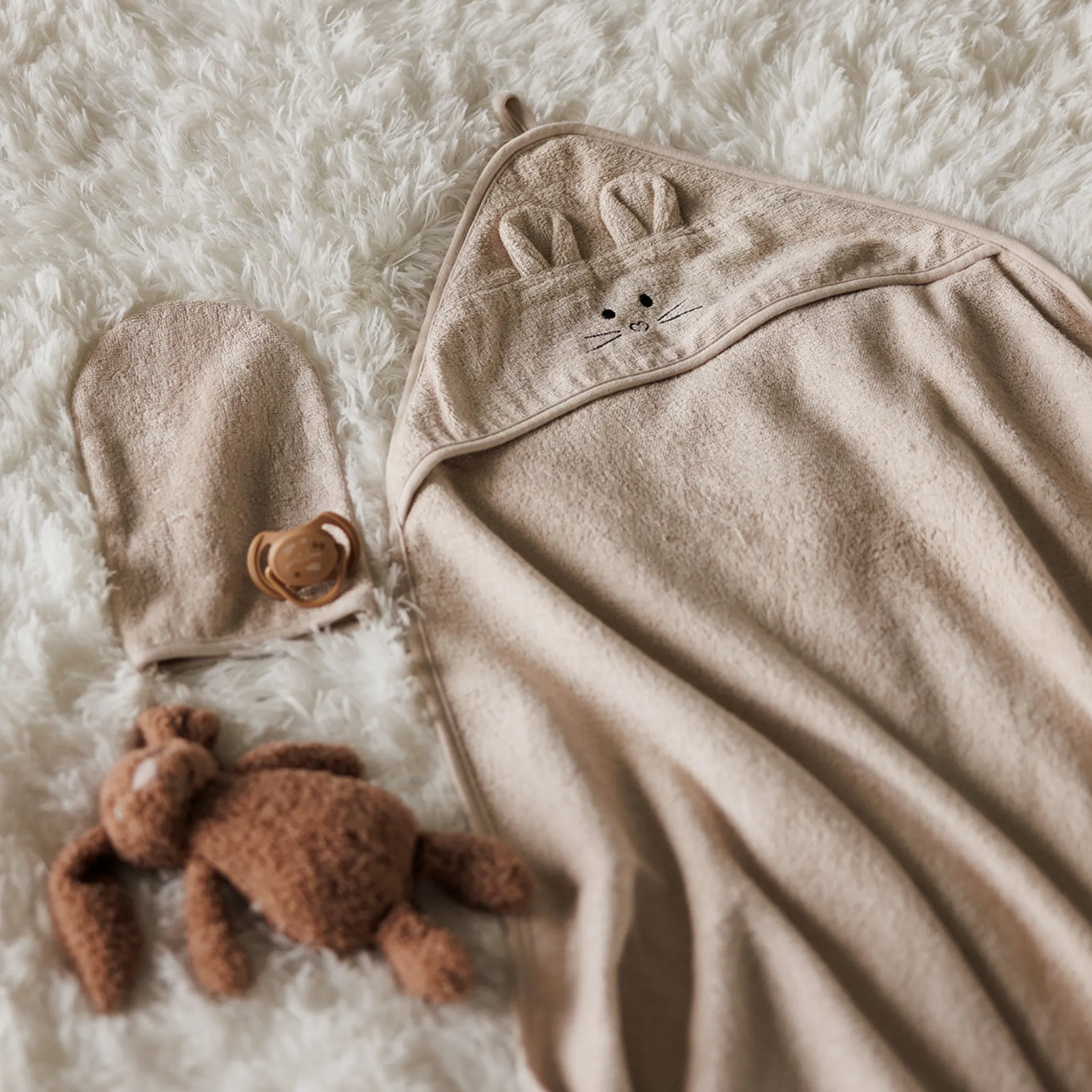 Capa De Baño Bamboo Xl Para Bebés Conejito Beige