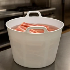 Capazo De Plástico Flexible Para Uso Alimentario. Asa Reforzada (blanco, 42l). Sin Bpas. Restaurantes, Vendimia...