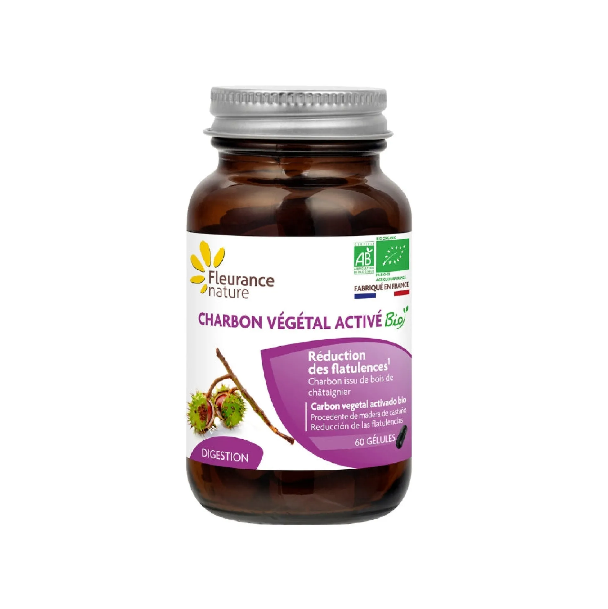 Carbón Vegetal Activado Eco Fleurance Nature 60 Cápsulas