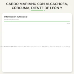 Cardo Mariano con Alcachofa, Cúrcuma, Diente de León y Desmodium 150cap. Aldous Labs