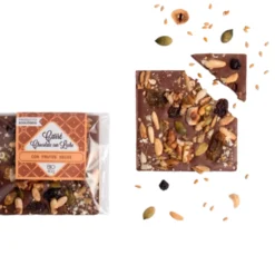 Carré Bio de chocolate con leche 39% cacao, con frutos secos y semillas